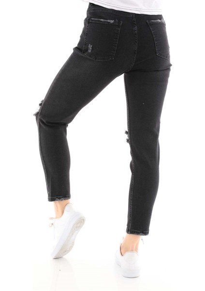 Kadın Mom Jean Pantolon 1037-696 Siyah fırsatları