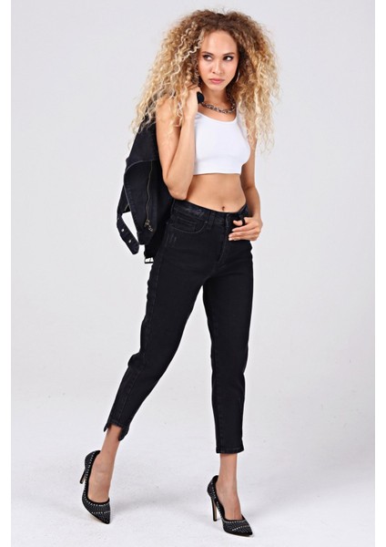 Bilek Boy Kadın Mom Jean Pantolon 4063-812 Siyah fiyatları