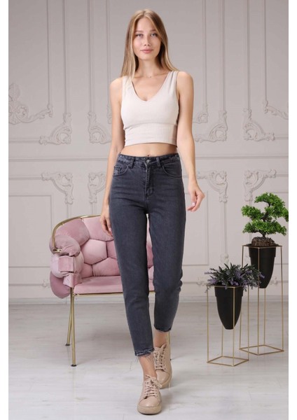 Mom Jean Kadın Pantolon 1037-937A Siyah