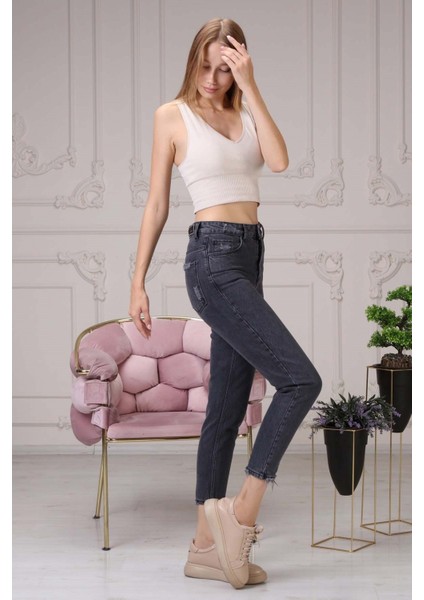 Mom Jean Kadın Pantolon 1037-937A Siyah modelleri