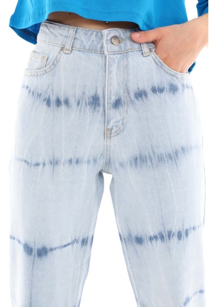 Kadın Mom Jean Pantolon 1037-780B Buz Mavisi fırsatları