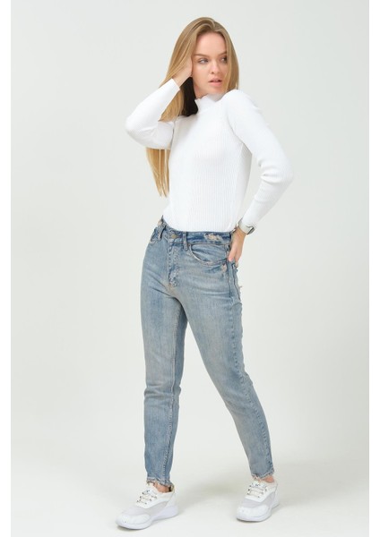 Mom Jean Kadın Pantolon 1037-957 Mavi fiyatları