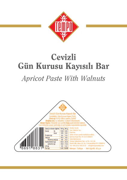 Figol Cevizli Kayısılı Bar Üçgen 40 G x 12 Adet fırsatları