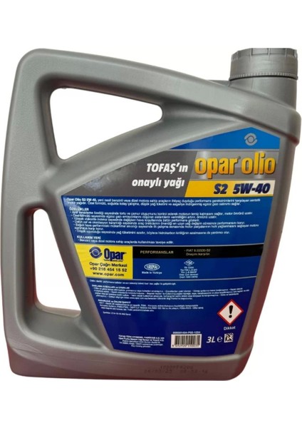 Olio S2 5W40 3 Litre Motor Yağı 1.4 Benzin Araçlar Için (Üretim Yılı 2025)