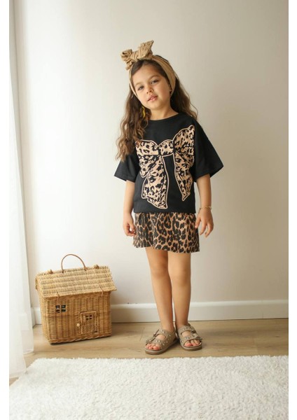 Kız Çocuk Leopar Desenli Etekli Bluz Ikili Takım Kız Çocuk Bayramlık Takım Kız Çocuk Yazlık Takım fiyatları