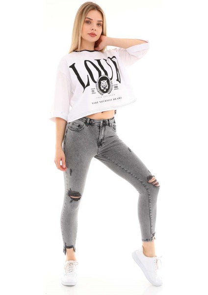 Kadın Skinny Jean Pantolon 4065-808 Gri fiyatları