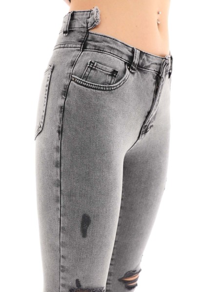 Kadın Skinny Jean Pantolon 4065-808 Gri fırsatları