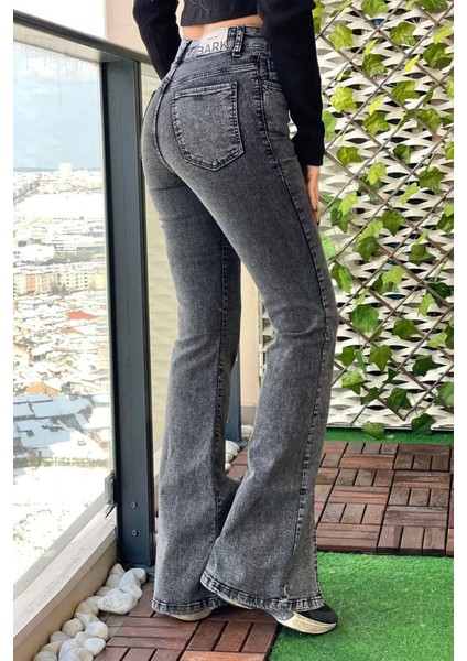 Önden Yırtmaçlı Ispanyol Paça Kadın Jean Pantolon 40150-150 Gri modelleri