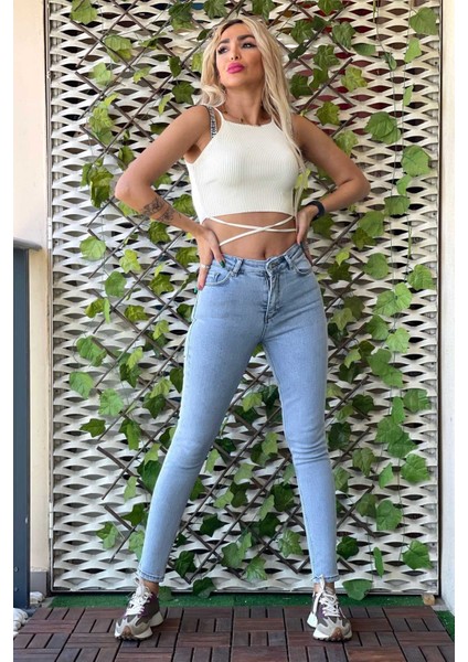 Skinny Jean Kadın Pantolon 1031-964 Buz Mavisi