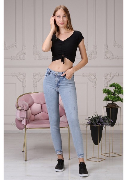 Nancy Skinny Jean Kadın Pantolon N946 Buz Mavisi