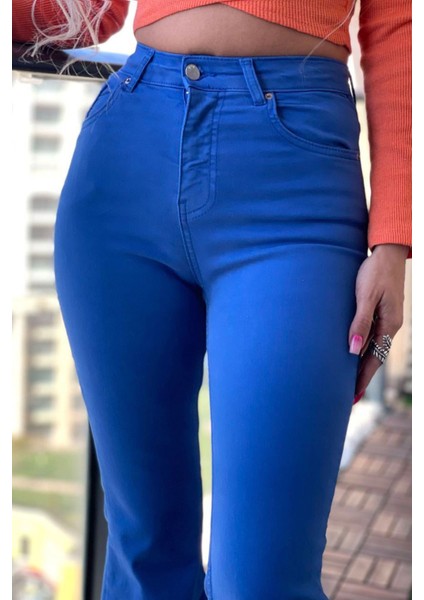 Ispanyol Paça Kadın Jean Pantolon 40152 Saks Mavi modelleri