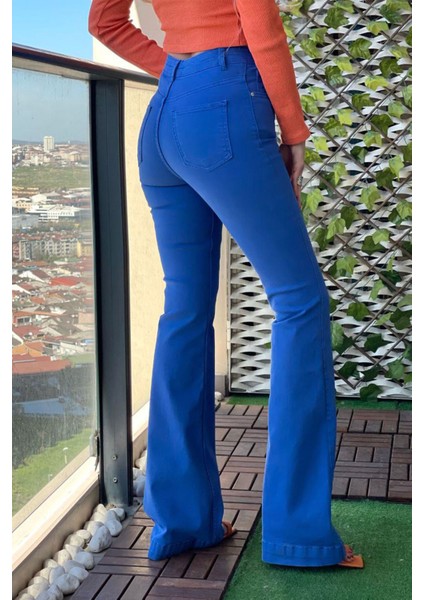 Ispanyol Paça Kadın Jean Pantolon 40152 Saks Mavi indirimleri