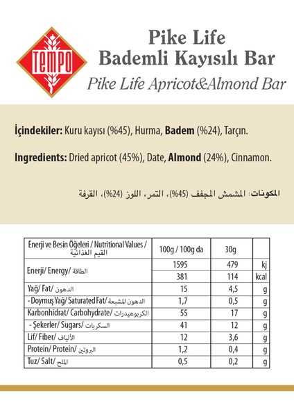 Kayısılı Bademli Bar 30 G x 12 Adet indirimleri