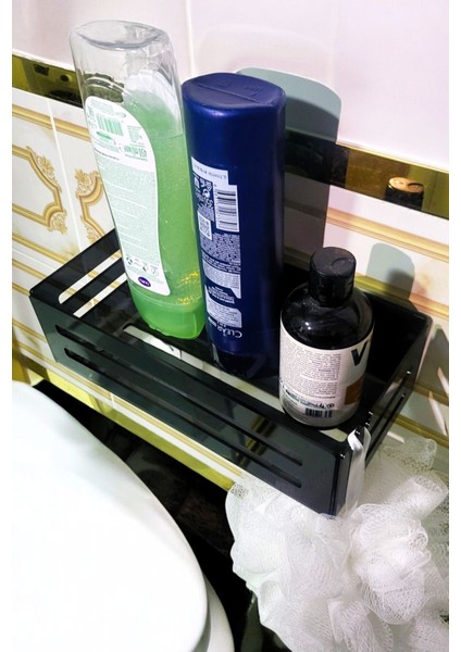 Yapışkanlı Siyah Banyo Rafı - Şampuanlık & Sabun Organizer Set fiyatları