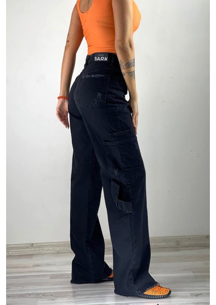 Bol Paça Kargo Cep Jean Pantolon 40198 Siyah fırsatları