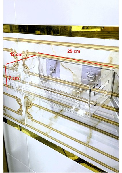Yapışkanlı Siyah Banyo Rafı - Şampuanlık & Sabun Organizer Set