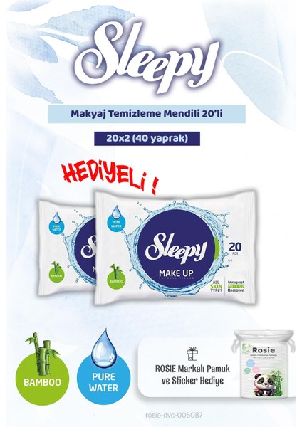 Makyaj Temizleme Mendili 20'li x 2 ve Rosie Pamuk