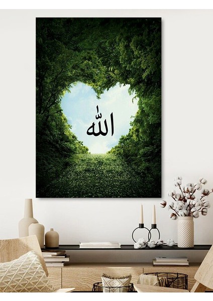 Kalp Allah Kanvas Tablo Ev Duvar Salon Oda Mutfak Hol Hediyelik Dekarasyon Süsü Ölçü Seçiniz