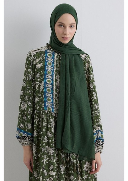 Brıce Mersin Yeşil Uzun Saçak Püsküllü Pamuklu Şal