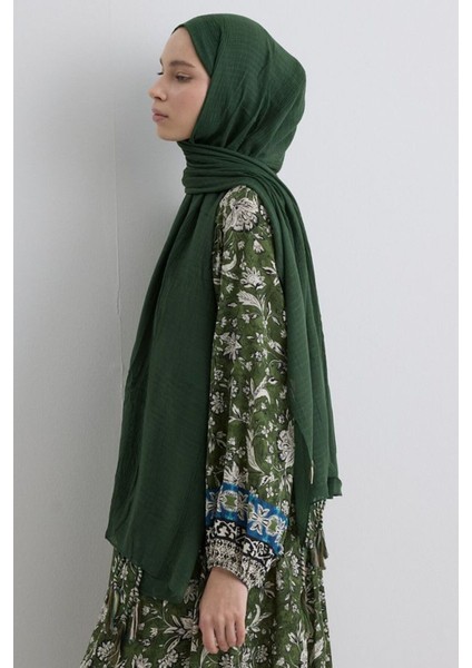 Brıce Mersin Yeşil Uzun Saçak Püsküllü Pamuklu Şal
