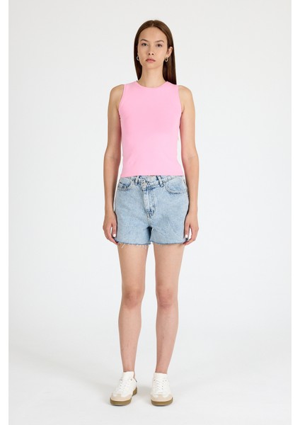 Pembe Bisiklet Yaka Kolsuz Slim Fit Atlet 1663 modelleri