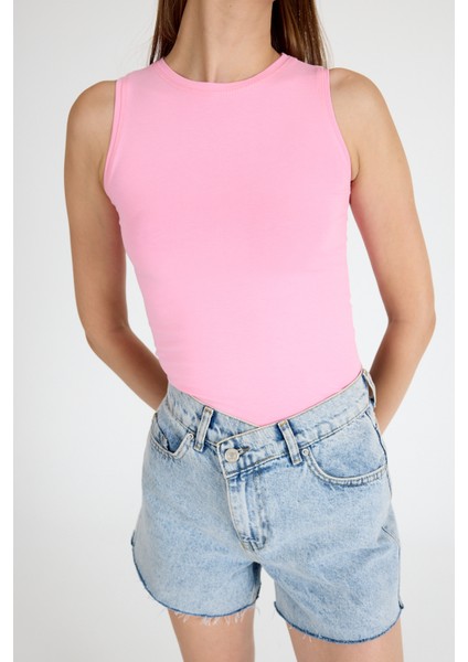 Pembe Bisiklet Yaka Kolsuz Slim Fit Atlet 1663 fırsatları