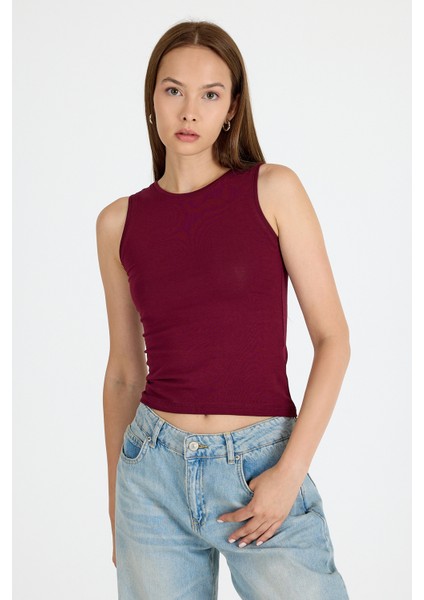 Bordo Bisiklet Yaka Kolsuz Slim Fit Atlet 1663 fiyatları