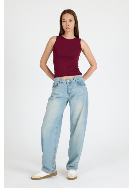 Bordo Bisiklet Yaka Kolsuz Slim Fit Atlet 1663 modelleri