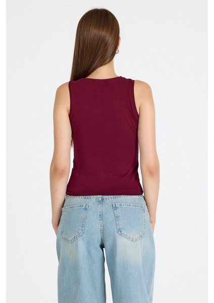 Bordo Bisiklet Yaka Kolsuz Slim Fit Atlet 1663 indirimleri