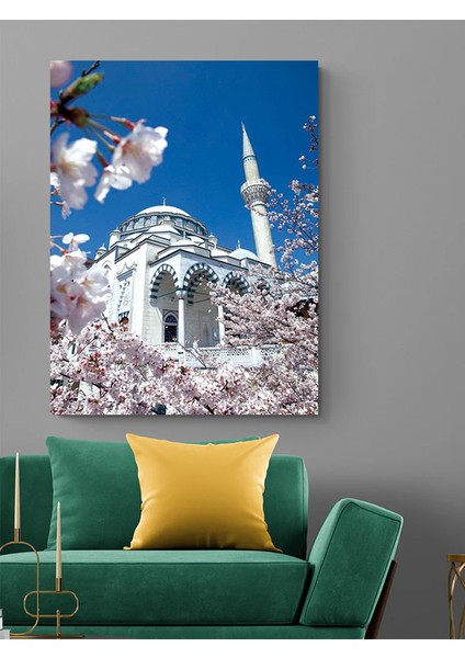 Ilkbahar Cami Kanvas Tablo Ev Duvar Salon Oda Mutfak Hol Hediyelik Dekarasyon Süsü Ölçü Seçiniz