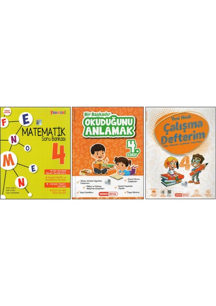 Fenomen 4.sınıf Matematik S.b.+Kırmızı Beyaz Okuduğunu Anlamak+Çalışma Defterim (3 Kitap)
