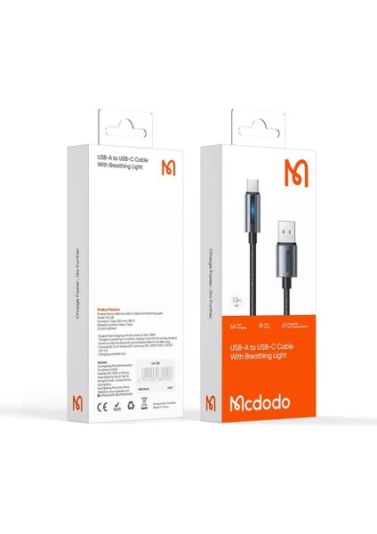 CA-5180 Usb-A To Type-C LED Işıklı1.2m Kablo fırsatları