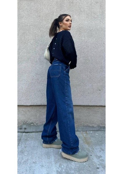 Kadın Baggy Jean Pantolon 40402 Mavi indirimleri