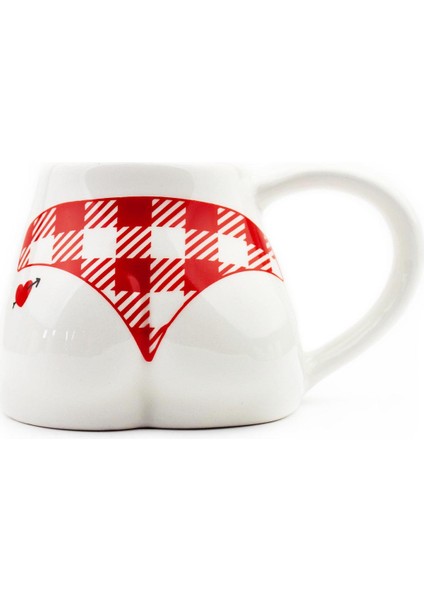 Ekose Bikinili El Yapımı Beyaz Parlak Popo Kupa - El Işçiliği Hediyelik Kupa Bardak Mug modelleri
