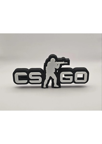 Csgo Yazılı 3D Dekoratif Obje 20CM | Gamer Hediyelik | Masaüstü Duvar Süsü | Oyun Aksesuar