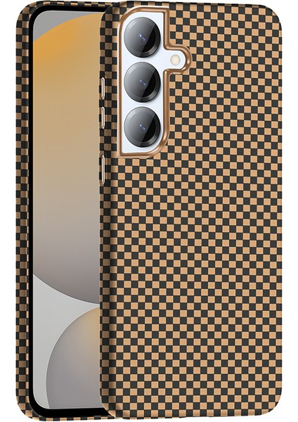 Galaxy S25 Plus Kılıf M-Safe Şarj Özellikli Karbon Fiber Görünümlü Kflg Gros Kapak - Desert Titanyum