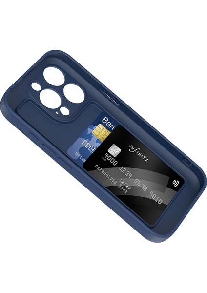 iPhone 15 Pro Max Kılıf Kamera Korumalı Kartlık Hazneli Kflg Vitra Kapak - Siyah modelleri