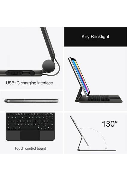 Apple ipad Air 11 M2 2024 Kılıf Manyetik Yapışmalı Magic Keyboard Touchpad Kapaklı Klavyeli Kılıf fırsatları
