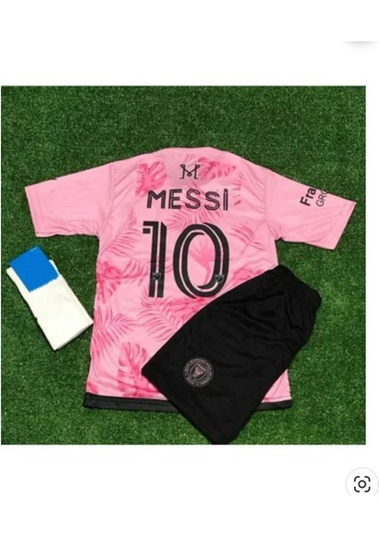 I.n.t.e.r Miami 2024/25 Yeni Sezon Lionel Messi Çocuk Forması 3'lü Set Pembe -SM11