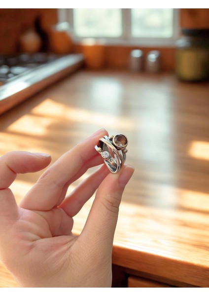 Gümüş El Işi Otantik Renk Değiştiren Taşlı Yüzük