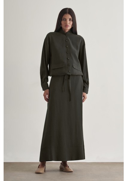 Modal Karışımlı Antrasit Maksi Evaze Etek