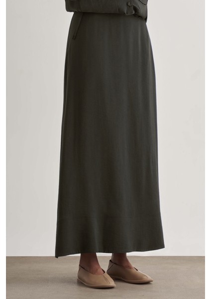Modal Karışımlı Antrasit Maksi Evaze Etek modelleri
