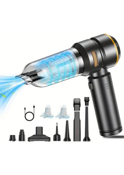 Araç Süpürgesi Kablosuz El Süpürgesi – 16000 Pa Güç, USB Type-C, Fırçasız Motor