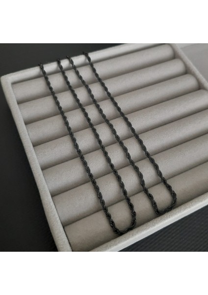 Çelik Antrasit Renk Erkek Burgu Zincir Kolye