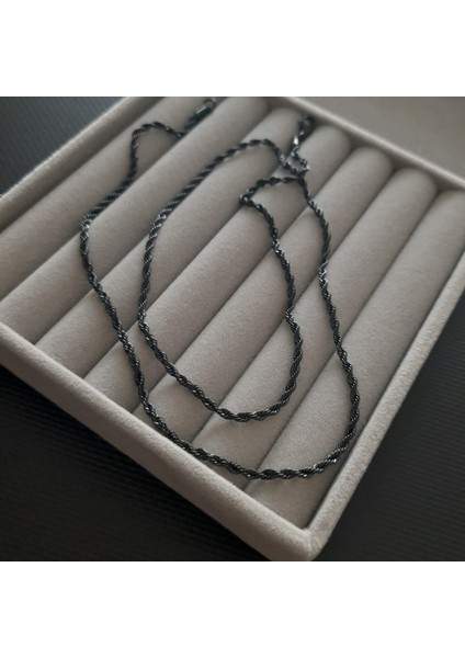 Çelik Antrasit Renk Erkek Burgu Zincir Kolye modelleri