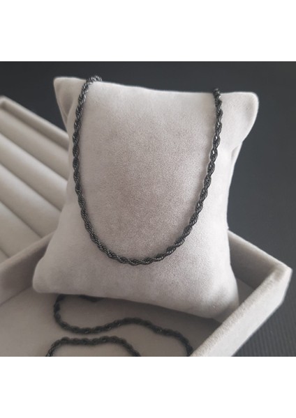 Çelik Antrasit Renk Erkek Burgu Zincir Kolye fırsatları
