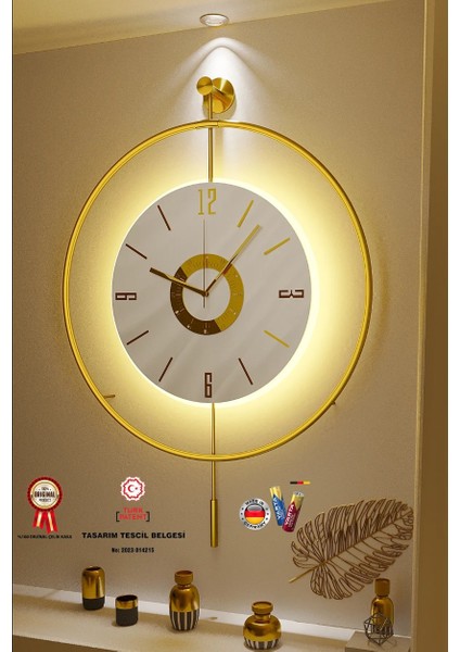(Büyük Boy-50*75 cm)Kadran Iskandinav Kristal Gold(Kırılmaz Göbek)(Led Için 3ADET Pil Gelmektedir)Metal Duvar Saati fiyatları