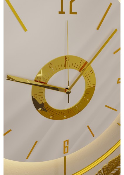 (Büyük Boy-50*75 cm)Kadran Iskandinav Kristal Gold(Kırılmaz Göbek)(Led Için 3ADET Pil Gelmektedir)Metal Duvar Saati