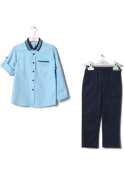 Garnili Gömlek Chıno Pantolon Takım - Nanıca Kıds - NNC123604 - Turkuaz - 2 Yaş - NNC123604-TURKUAZ-2 Yaş Turkuaz