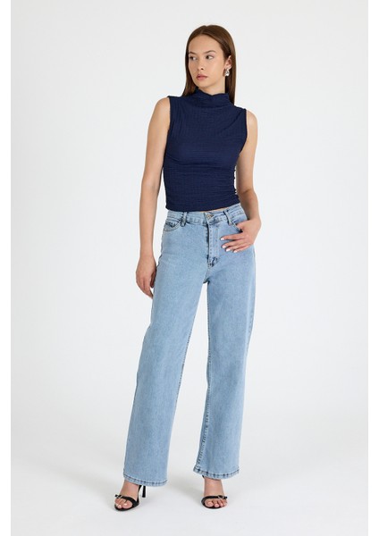 Laci Bürümcük Kumaş Dik Yaka Kolsuz Bluz 3458 modelleri